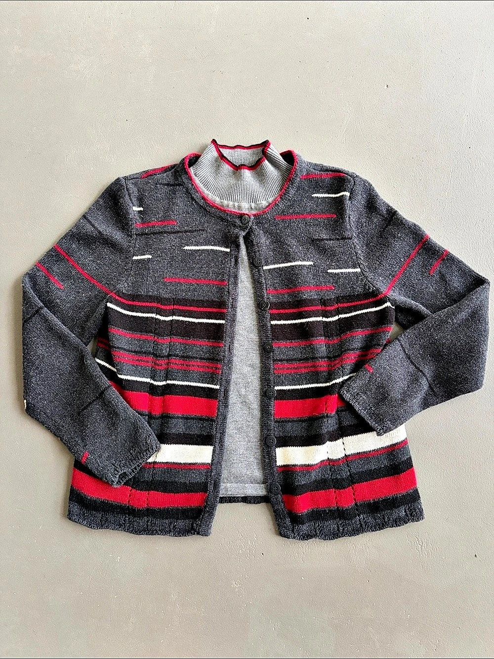 Christopher & Banks Striped Cardigan & Mock Neck Sweater Tank Size Medium